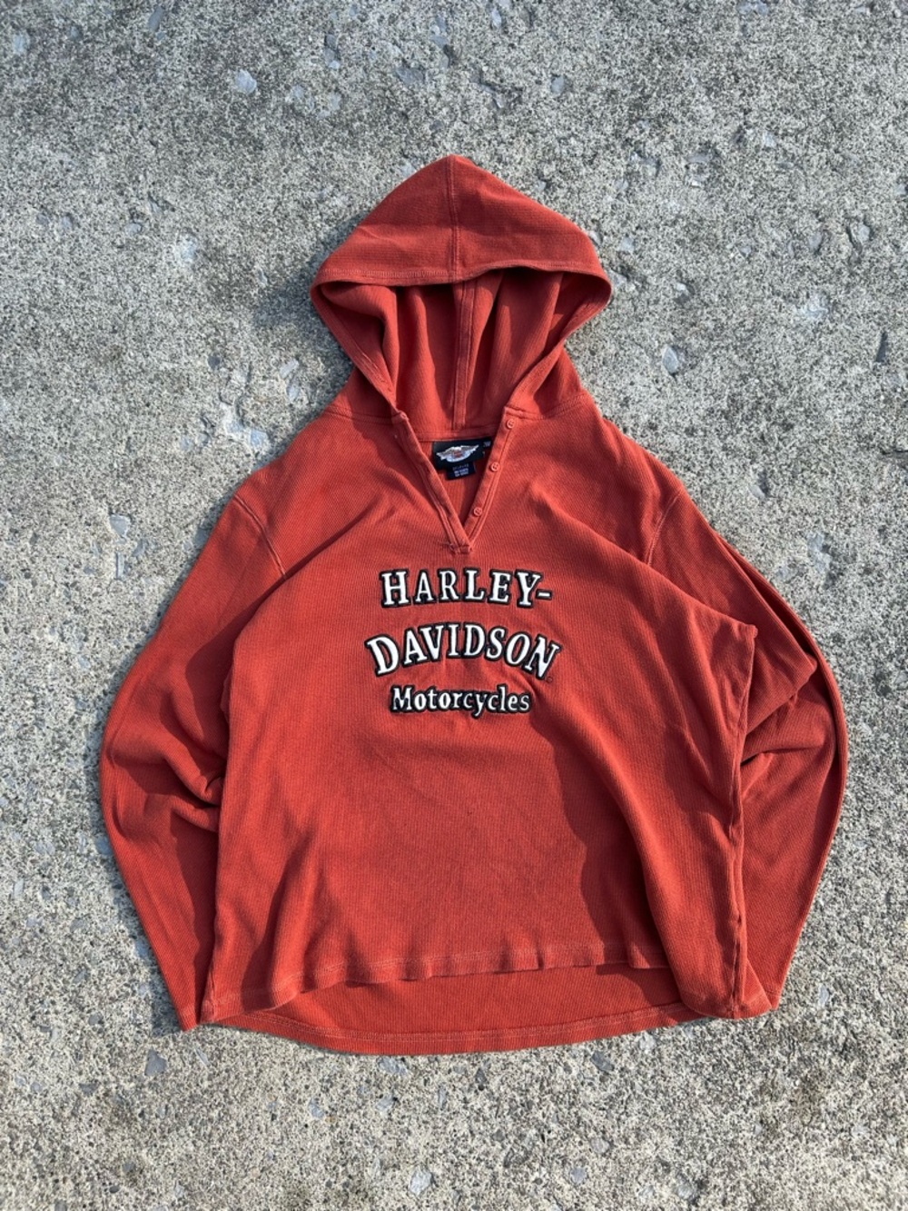 Vintage Harley-Davidson lady’s Rust Hooded Pullover Shirt